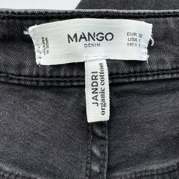 MANGO MNG organic cotton Straight Cropped Jandri Jeans black Mid Rise size 1 - Picture 10 of 12